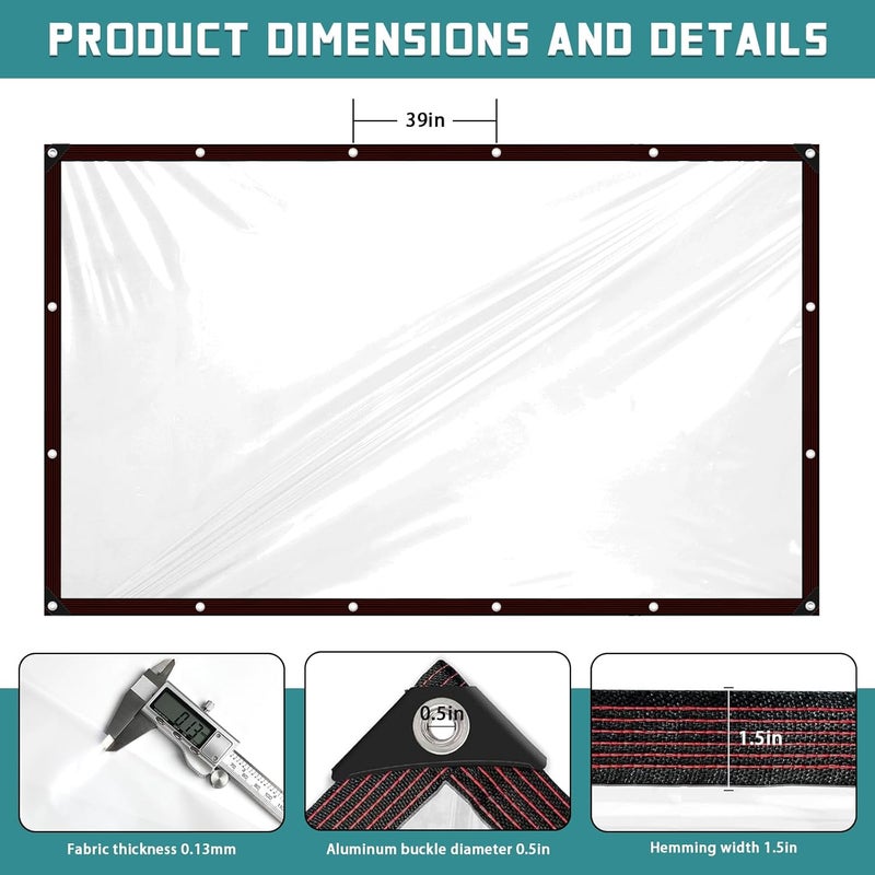 Vteyeya Clear Tarp Waterproof, 4X8 Tarps Heavy Duty with Grommets Outdoors Vinyl Plastic Tarpaulin for Patio Transparent Lonas Greenhouse Chicken Coop Covers for Winter - Image 5